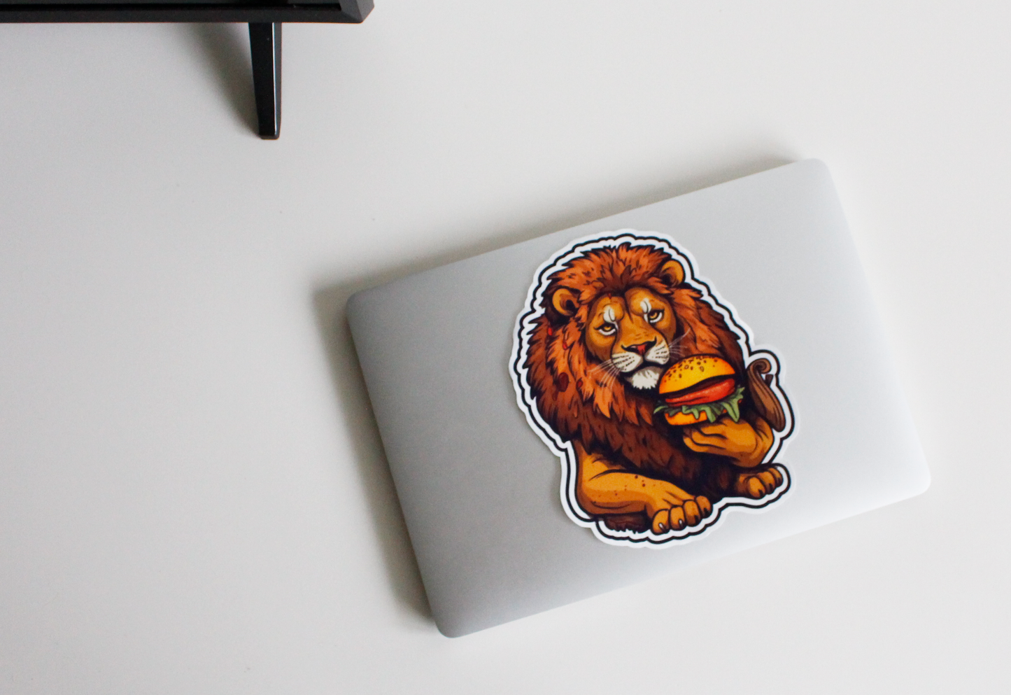 Tasty Claws: Lion with a Delicious Hamburger