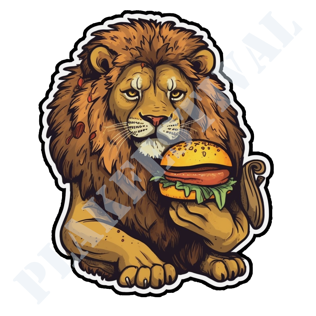 Tasty Claws: Lion with a Delicious Hamburger