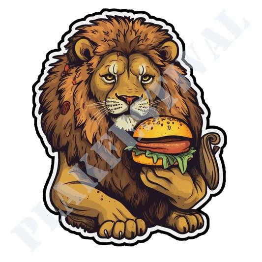 Tasty Claws: Lion with a Delicious Hamburger