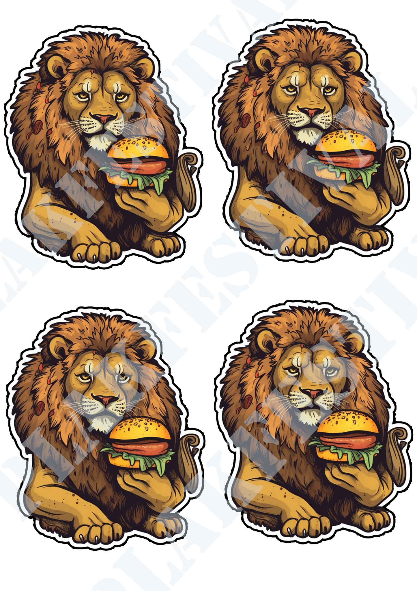 Tasty Claws: Lion with a Delicious Hamburger