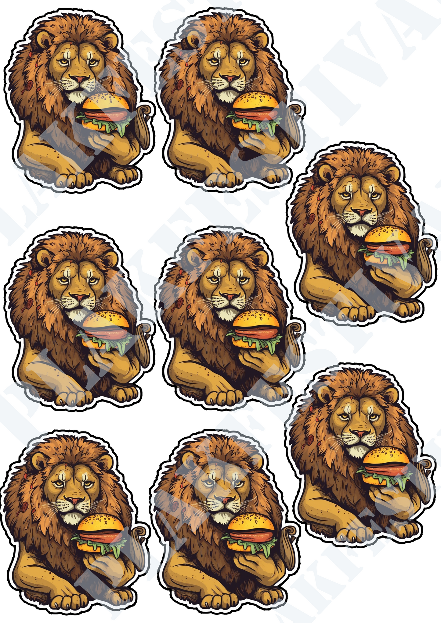 Tasty Claws: Lion with a Delicious Hamburger