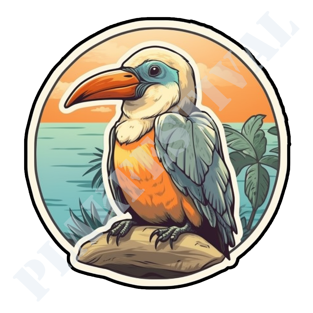 Experience the enchantment of the tropics with our 'Tropical Paradise' sticker | A colorful tribute to the beautiful blue toucan and the lush sub-tropical environment!