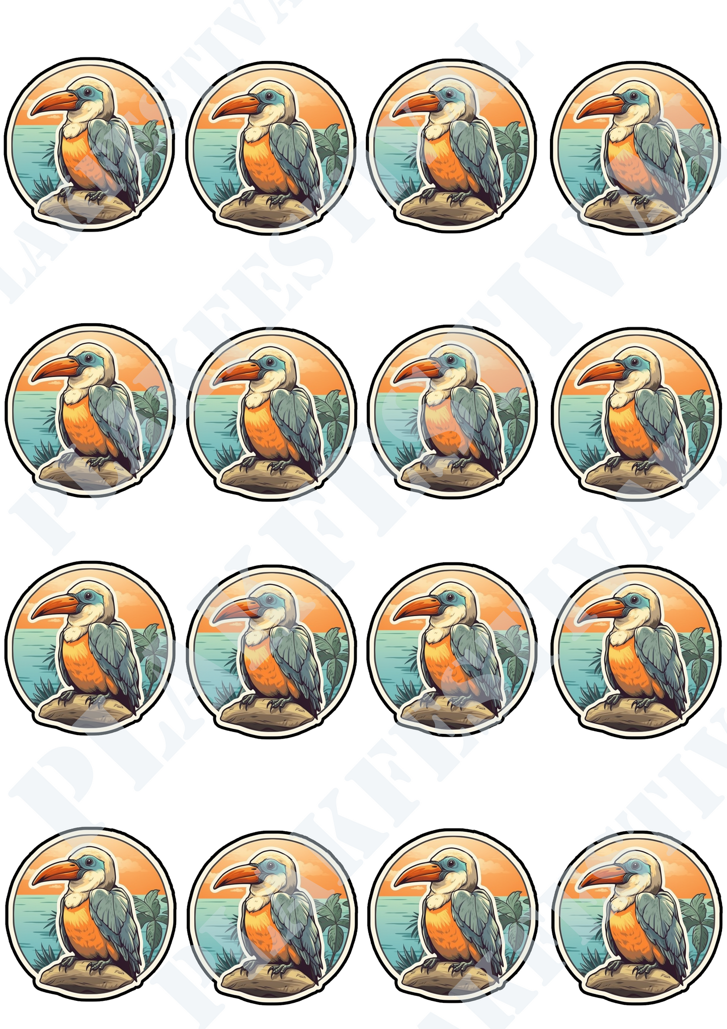 Experience the enchantment of the tropics with our 'Tropical Paradise' sticker | A colorful tribute to the beautiful blue toucan and the lush sub-tropical environment!