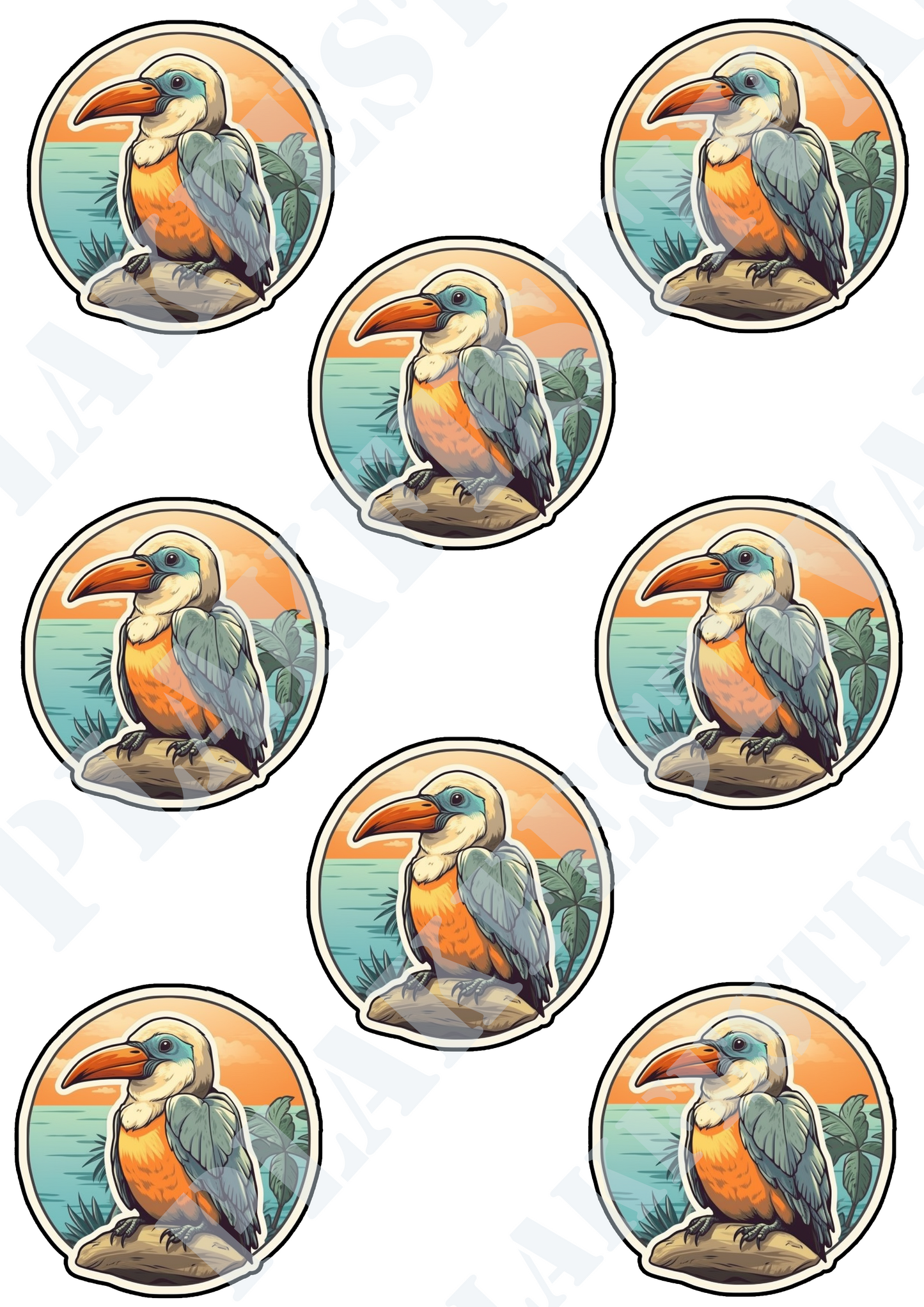 Experience the enchantment of the tropics with our 'Tropical Paradise' sticker | A colorful tribute to the beautiful blue toucan and the lush sub-tropical environment!