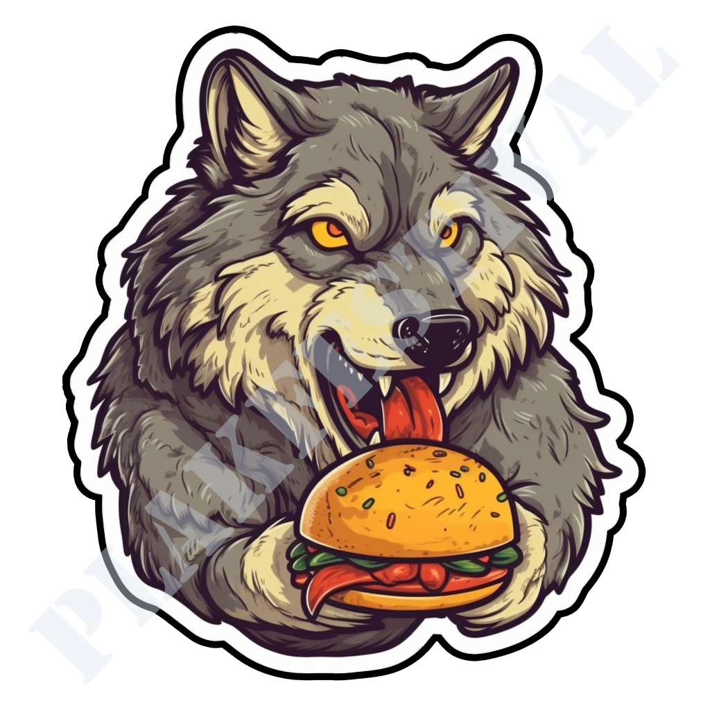 Hungry Wolf Delights: A Wolf's Craving for Flavorful Hamburgers