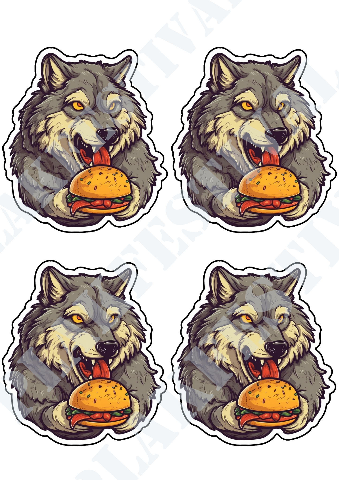 Hungry Wolf Delights: Een Wolf's Verlangen naar Smaakvolle Hamburgers