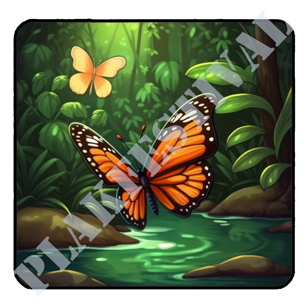 Enter the Enchanted Jungle with our 'Jungle Butterfly' Sticker | A Colorful Butterfly in its Natural Habitat!