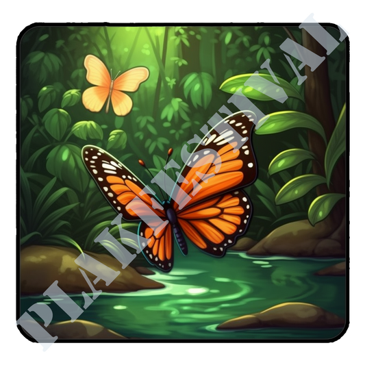 Enter the Enchanted Jungle with our 'Jungle Butterfly' Sticker | A Colorful Butterfly in its Natural Habitat!