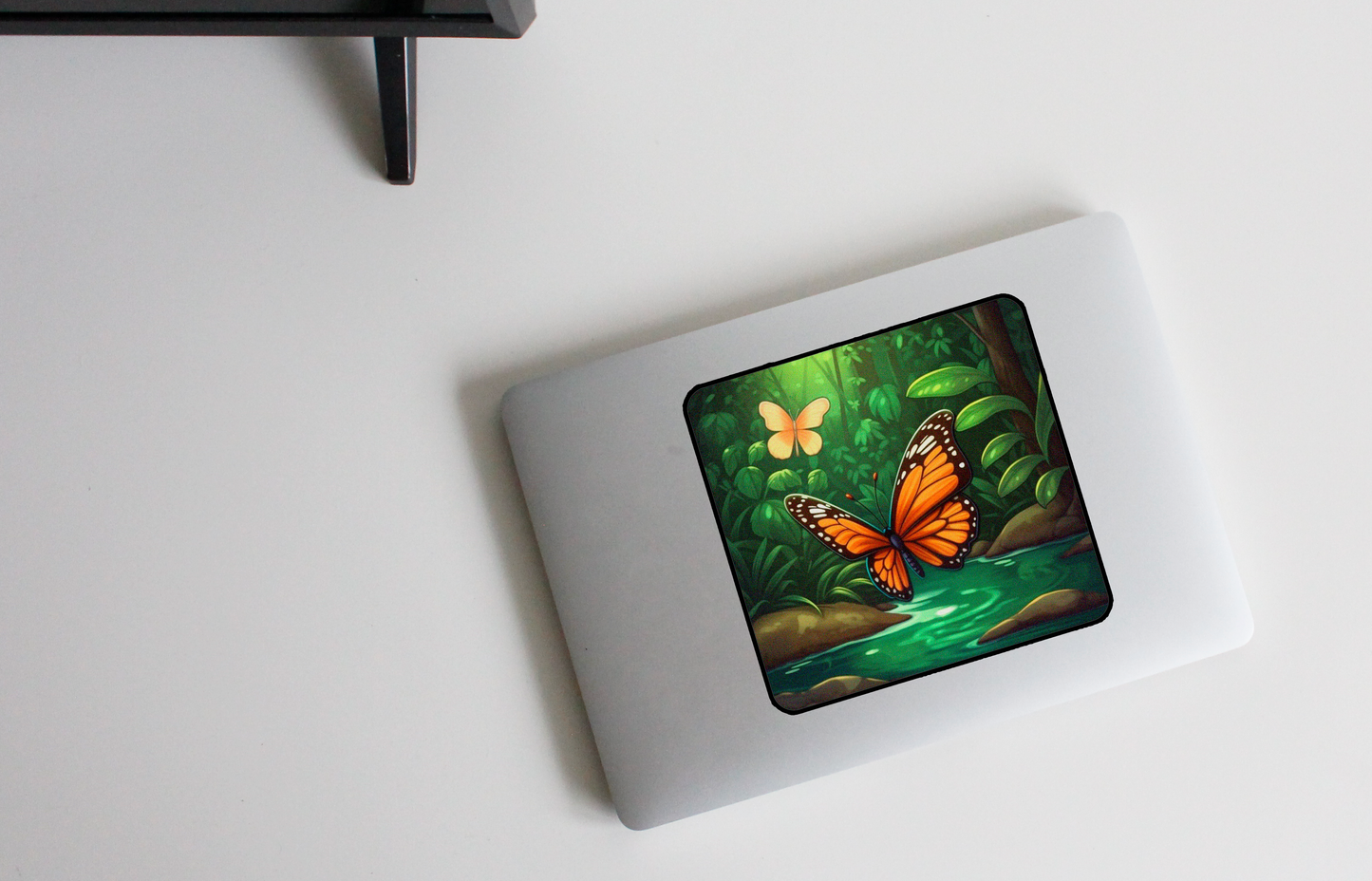 Enter the Enchanted Jungle with our 'Jungle Butterfly' Sticker | A Colorful Butterfly in its Natural Habitat!