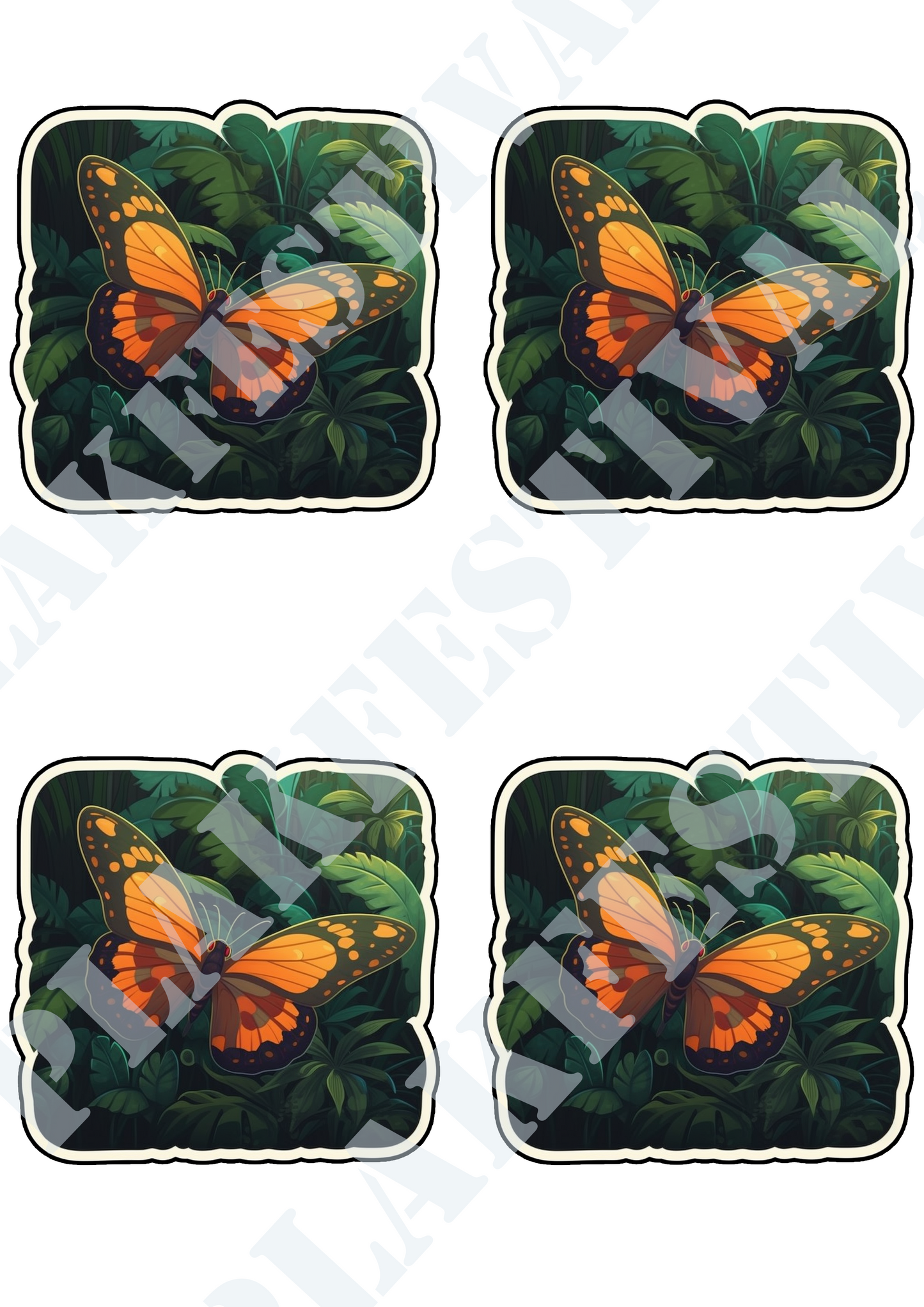 Ontdek de Magie van de Jungle met onze 'Jungle Flutter' Sticker | Een Betoverende Vlinder in het Weelderige Groen!