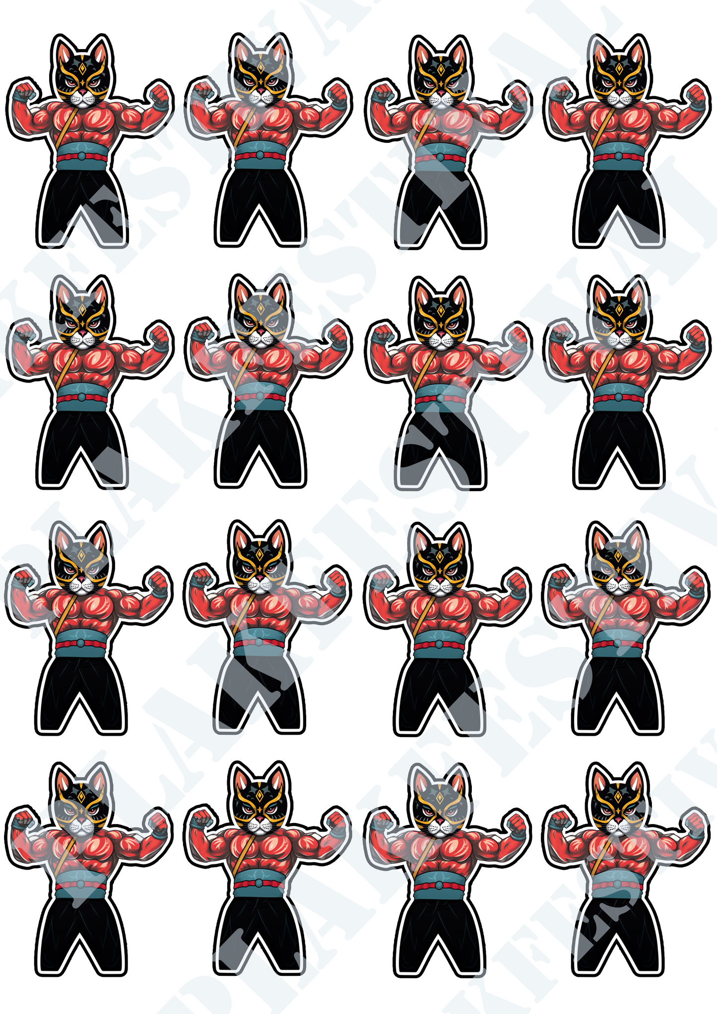 Domineer met onze 'Luchador Cat' sticker | Een Meesterlijke Mix van Mexicaanse Worstelaar en Kattenmysterie!