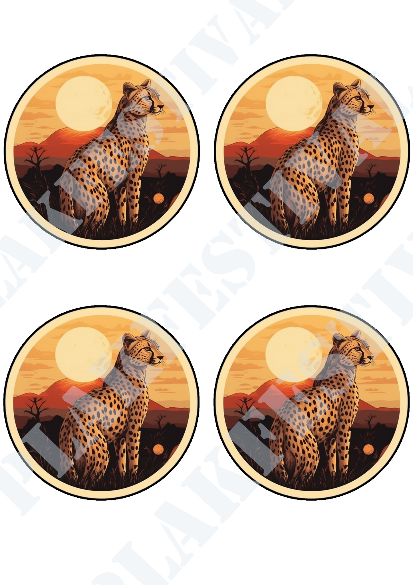 Betreed de wildernis met onze 'Savana Splendor' sticker | Een majestueuze mix van cheetah-kracht en savanne-stijl!