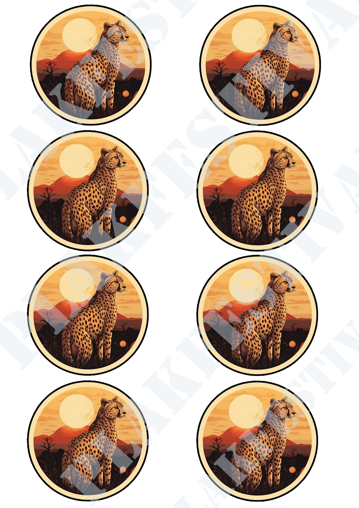 Betreed de wildernis met onze 'Savana Splendor' sticker | Een majestueuze mix van cheetah-kracht en savanne-stijl!