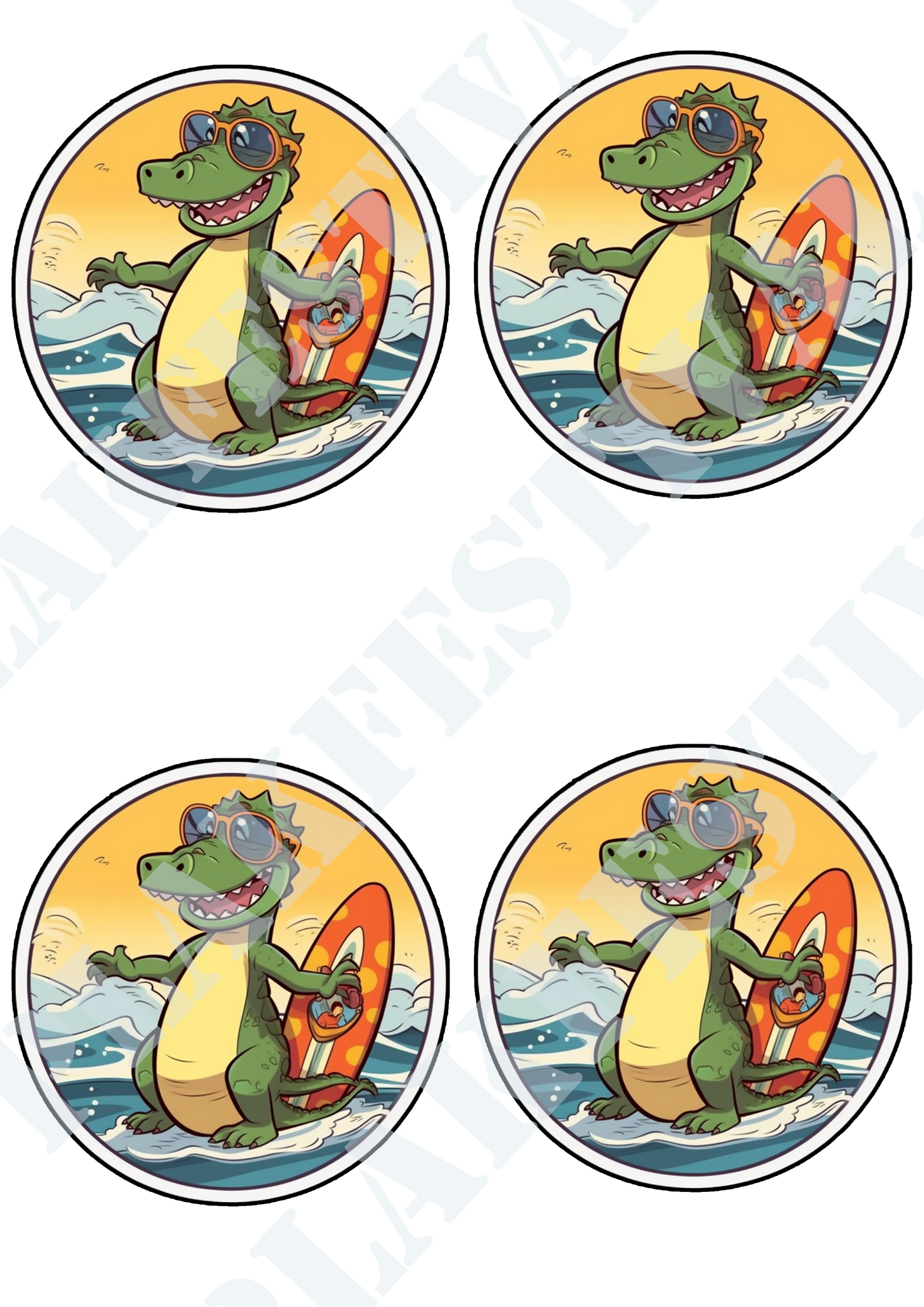 Ontketen de Surf Spirit met onze 'Wave Rider Croc' Sticker | Een Stoere Krokodil heerst over de Golven!