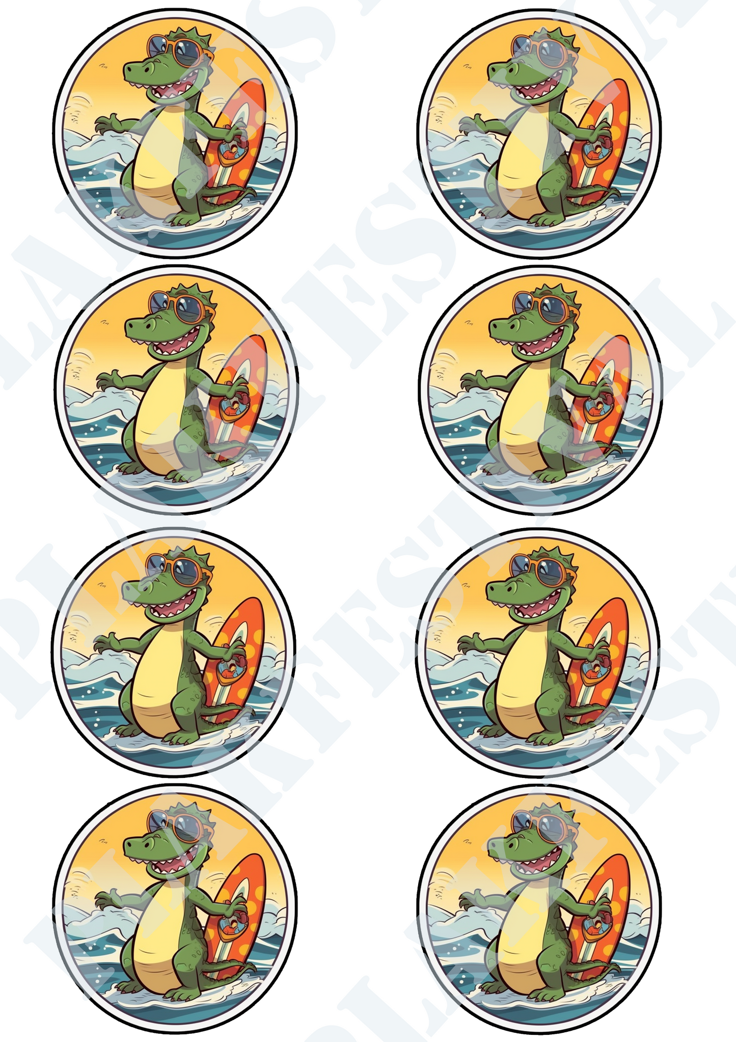 Ontketen de Surf Spirit met onze 'Wave Rider Croc' Sticker | Een Stoere Krokodil heerst over de Golven!