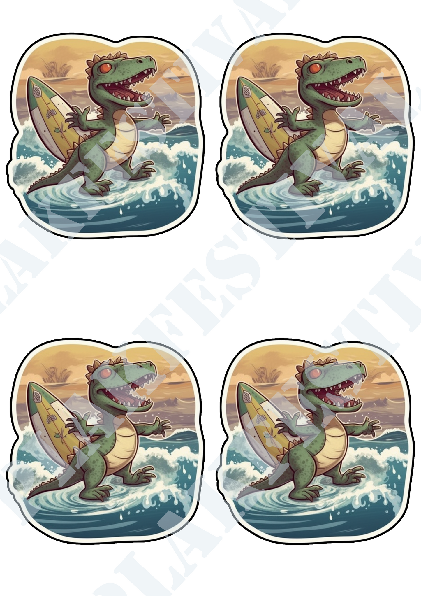 Verover de Zeeën met onze 'Dino Croc Surfer' Sticker | Een Prehistorische Golfheerser!