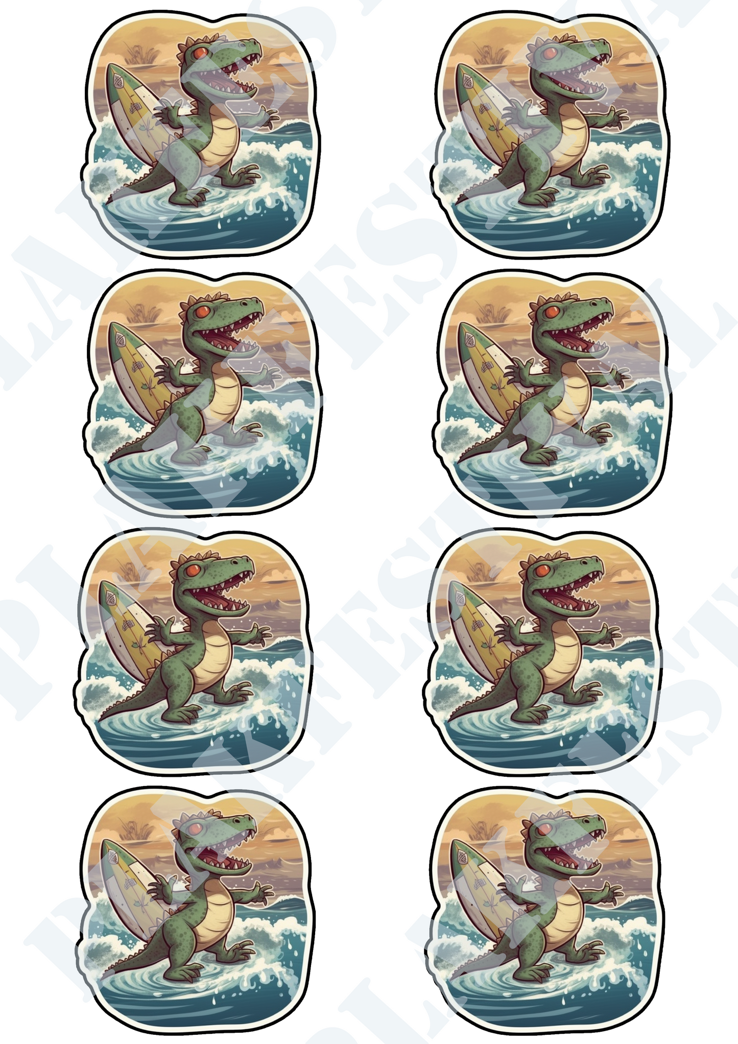 Conquer the Seas with our 'Dino Croc Surfer' Sticker | A Prehistoric Gulf Ruler!