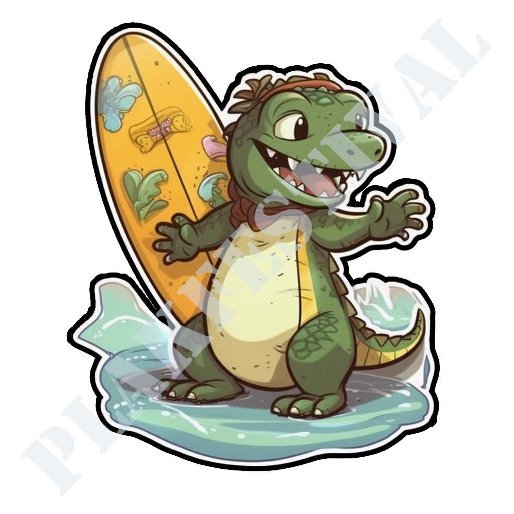 Duik in Avontuur met onze 'Surfing Croc' Sticker | De Perfecte Golf van Krokodillenplezier!