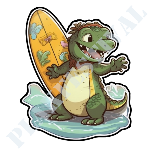 Duik in Avontuur met onze 'Surfing Croc' Sticker | De Perfecte Golf van Krokodillenplezier!