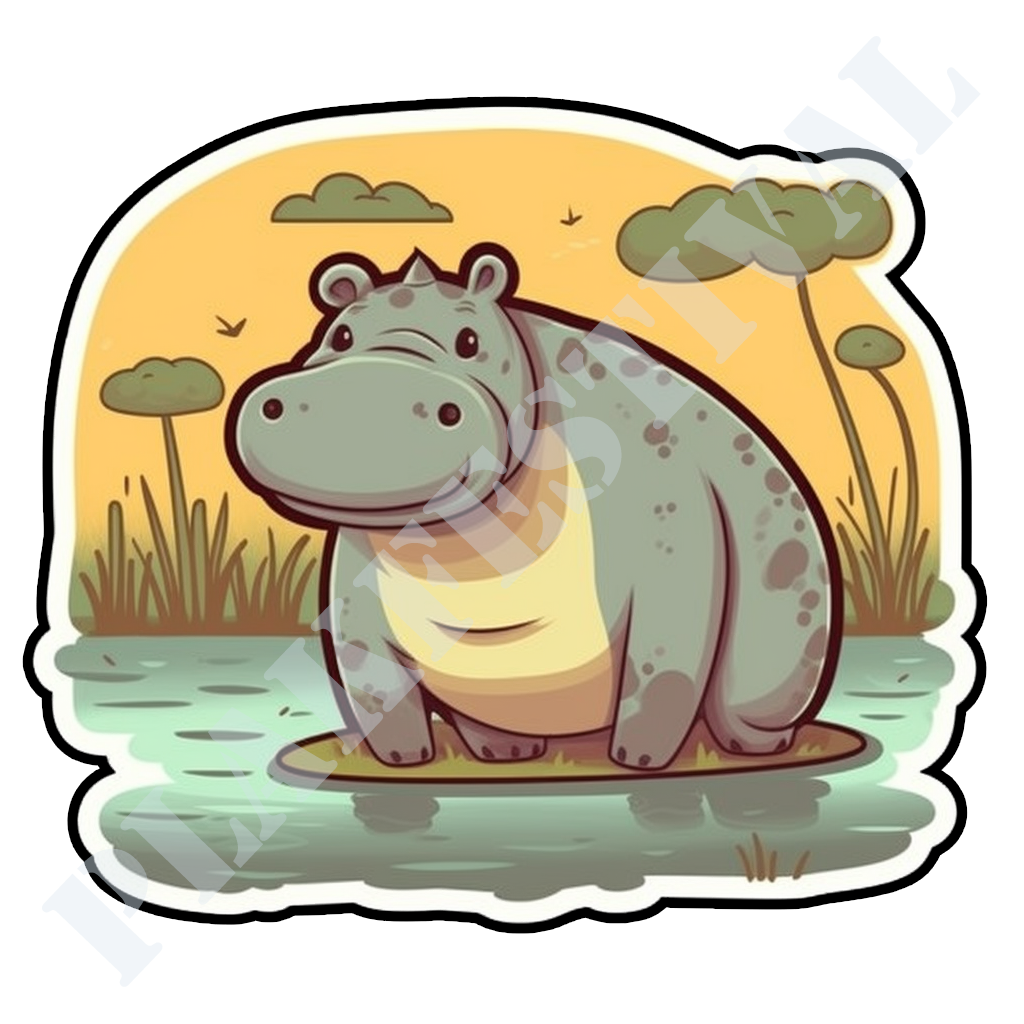 Omarm de wildernis met onze 'Hippos in Harmony' sticker | Een schattige mix van natuurlijke charme en avontuurlijke vibes!