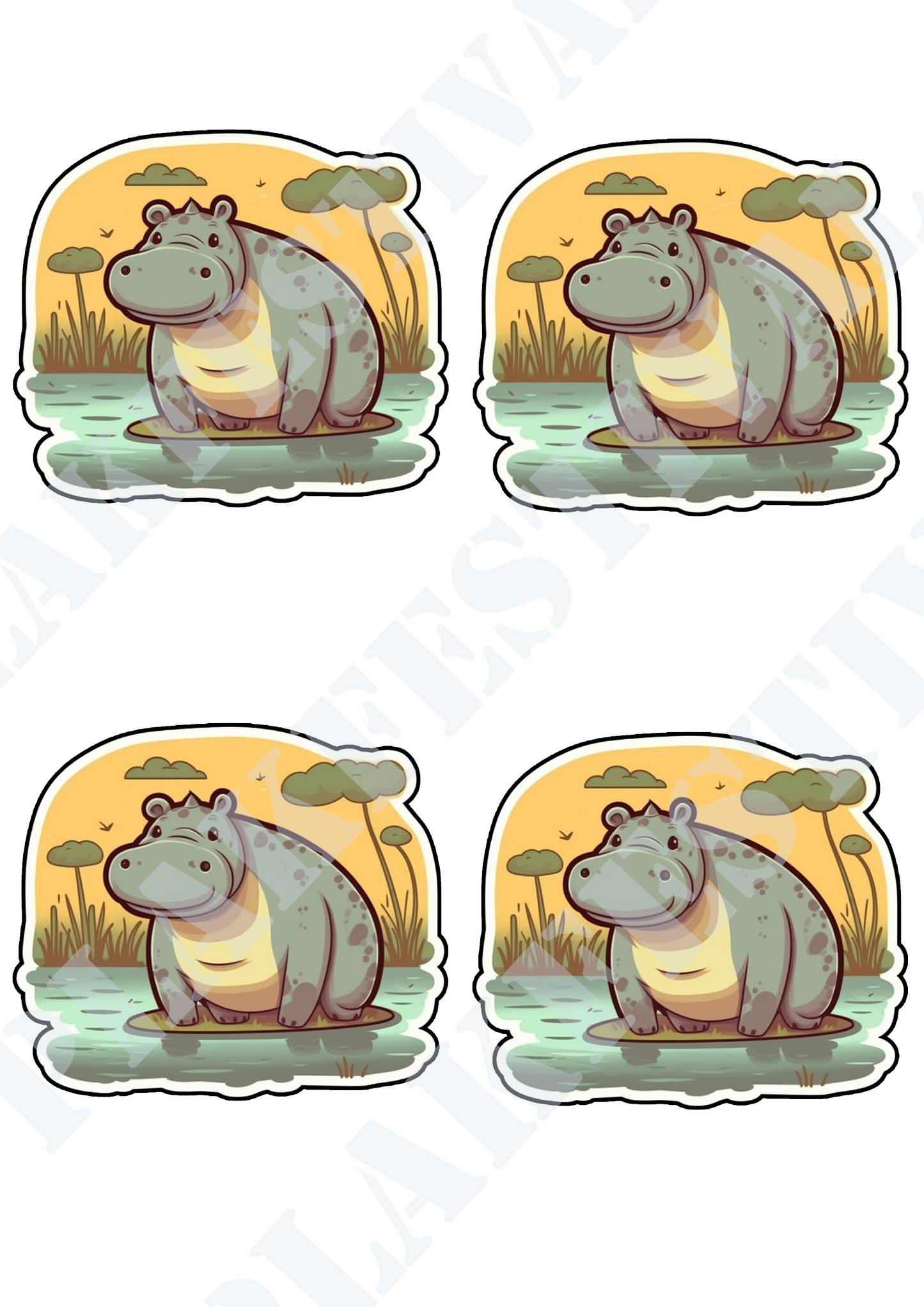 Omarm de wildernis met onze 'Hippos in Harmony' sticker | Een schattige mix van natuurlijke charme en avontuurlijke vibes!