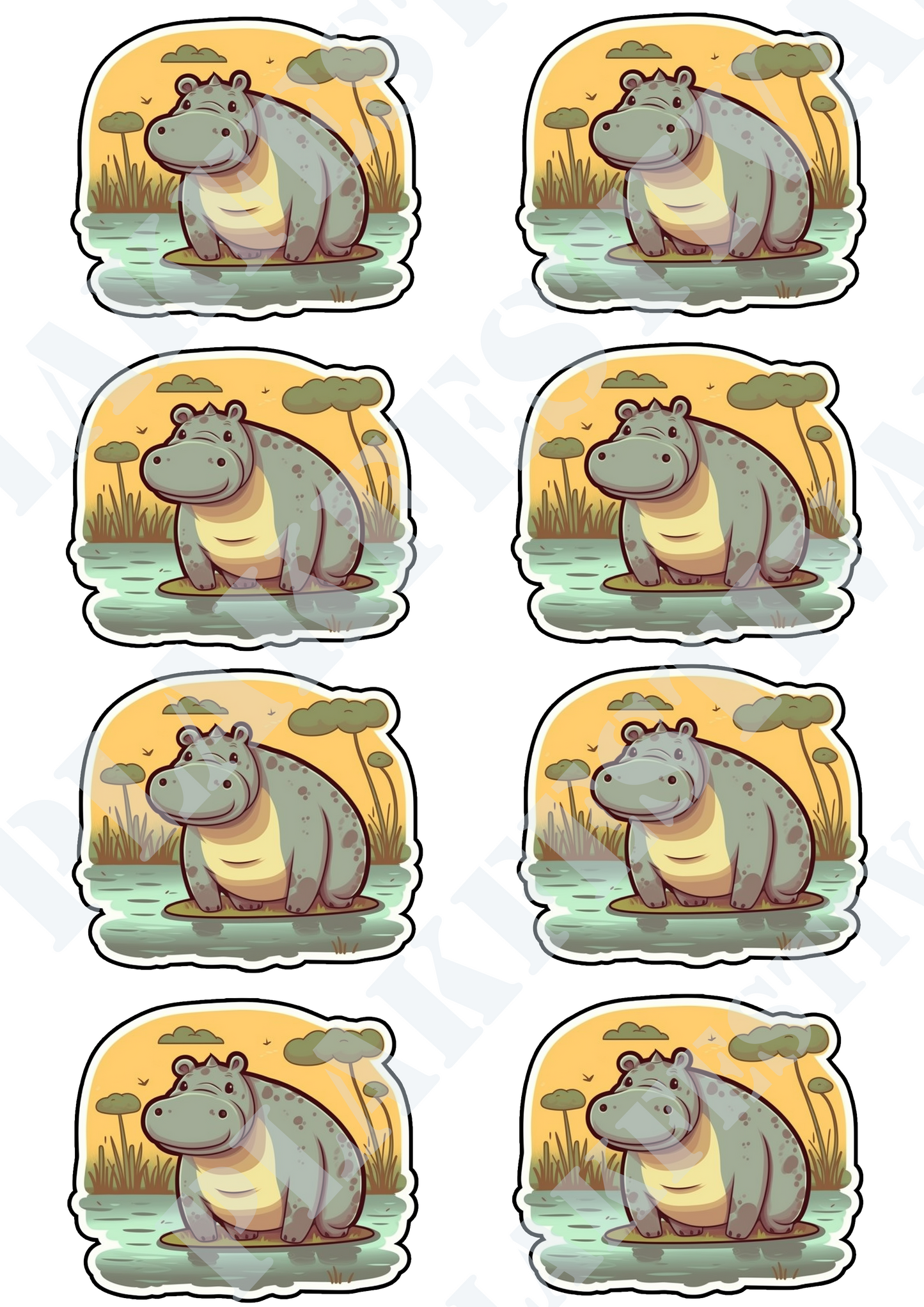 Omarm de wildernis met onze 'Hippos in Harmony' sticker | Een schattige mix van natuurlijke charme en avontuurlijke vibes!