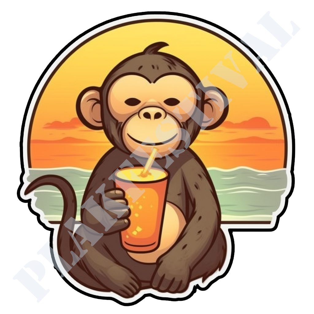 Beleef het ultieme genot met onze 'Milkshake Monkey' sticker | Een onweerstaanbare combinatie van aapachtige ondeugendheid en romige verwennerij!