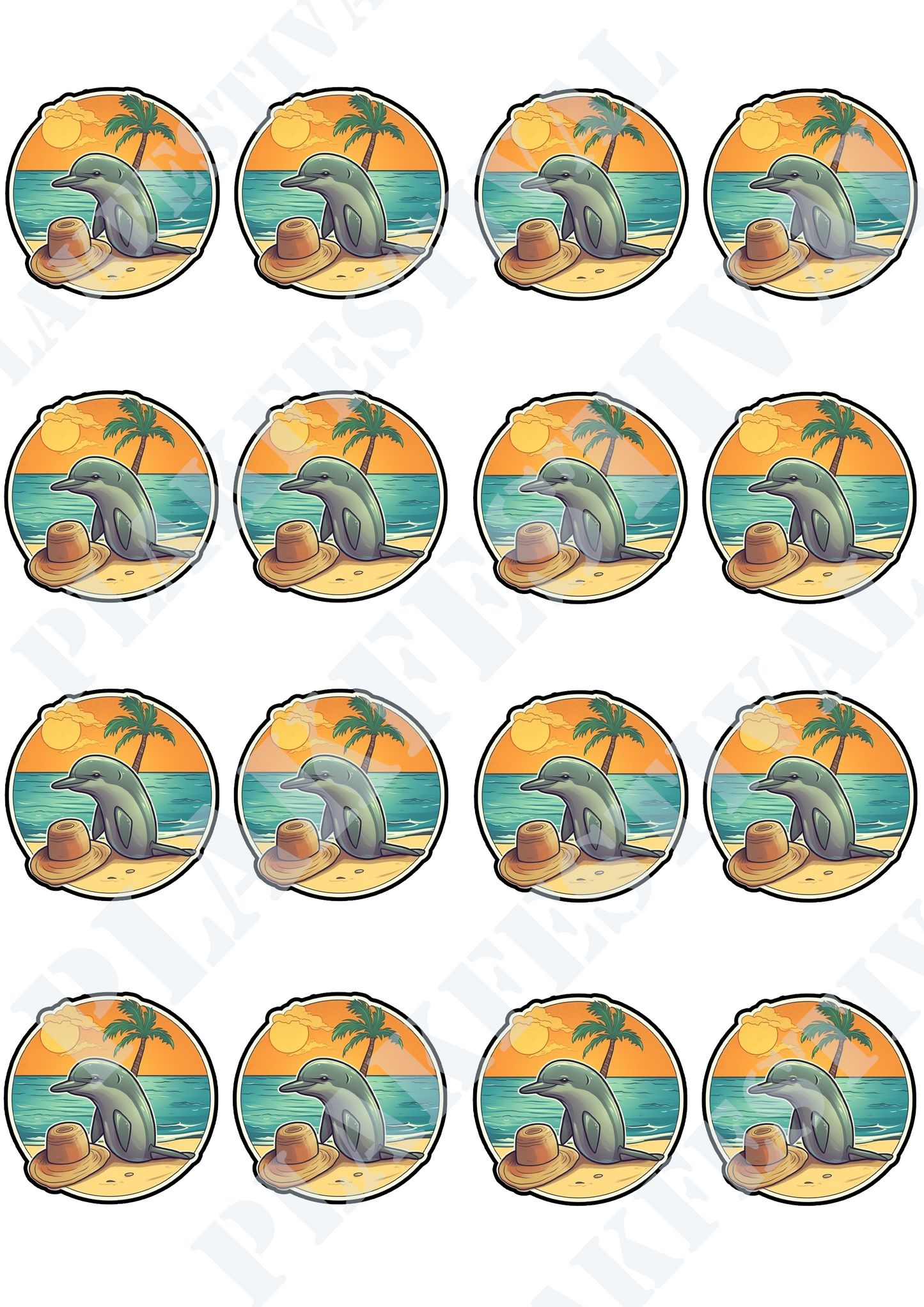 Experience tropical vibes with our 'Beach Breeze' sticker | A sunny fusion of dolphin happiness and beach relaxation!