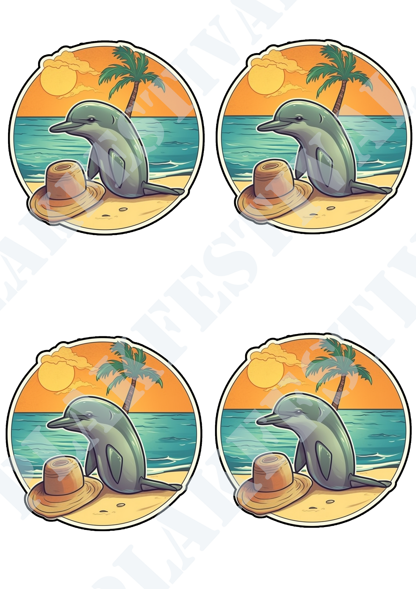 Experience tropical vibes with our 'Beach Breeze' sticker | A sunny fusion of dolphin happiness and beach relaxation!