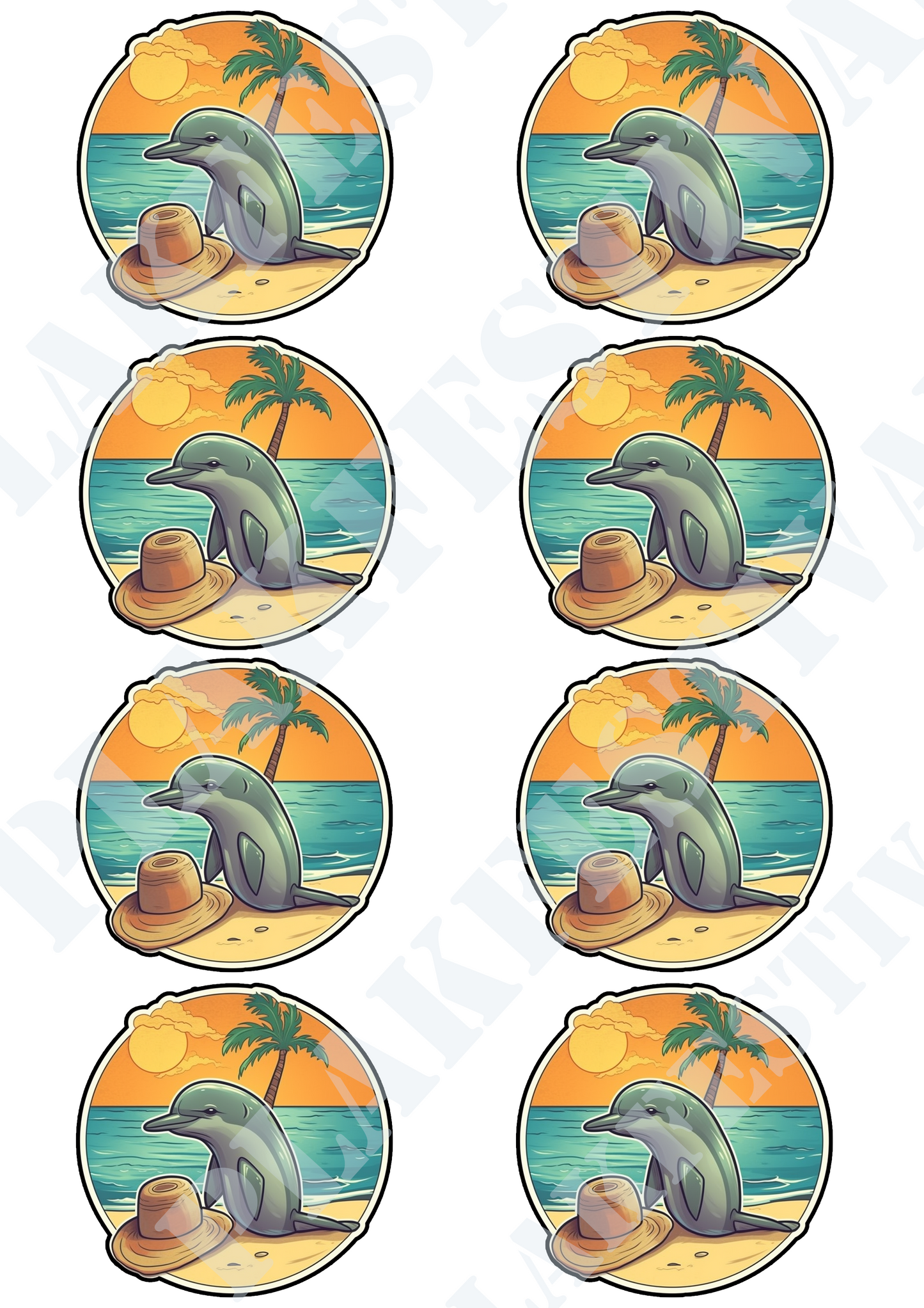 Experience tropical vibes with our 'Beach Breeze' sticker | A sunny fusion of dolphin happiness and beach relaxation!