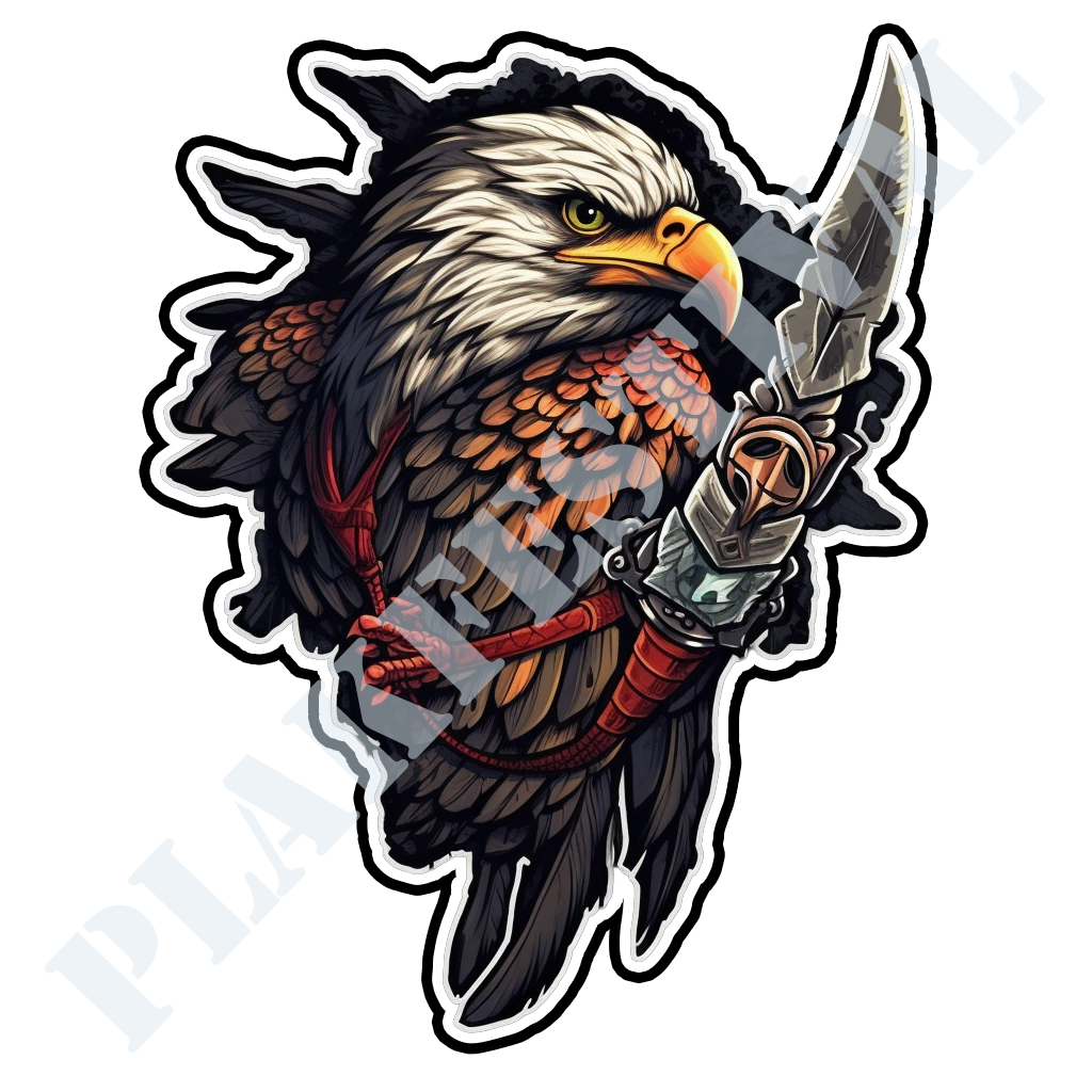 Decorate your world with our 'Skyward Soaring Eagle' sticker | A majestic eagle with a powerful surprise in the sky!