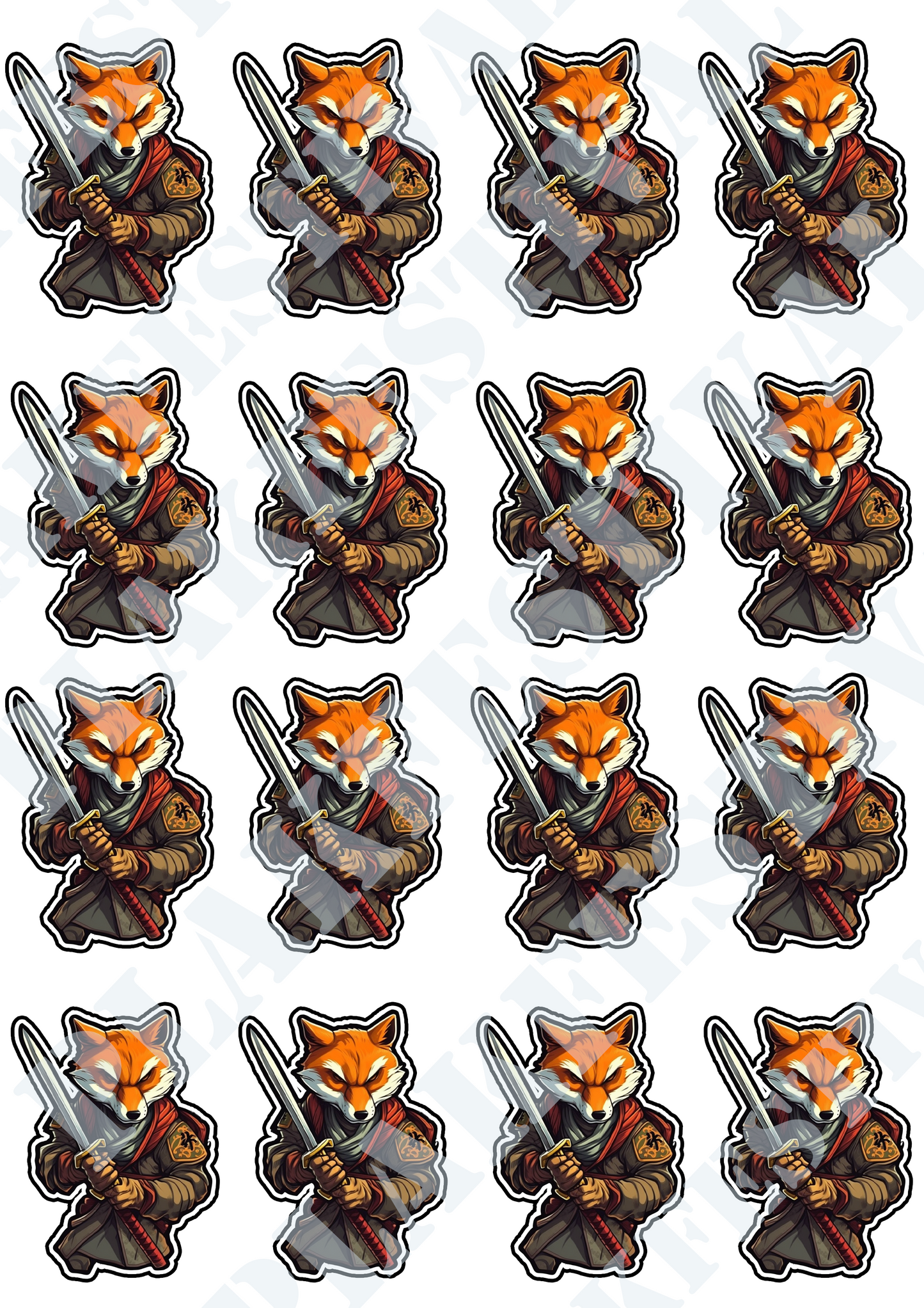 Enter the battlefield with our 'Vixen Katana' sticker | A fearless fox armed with a katana! 