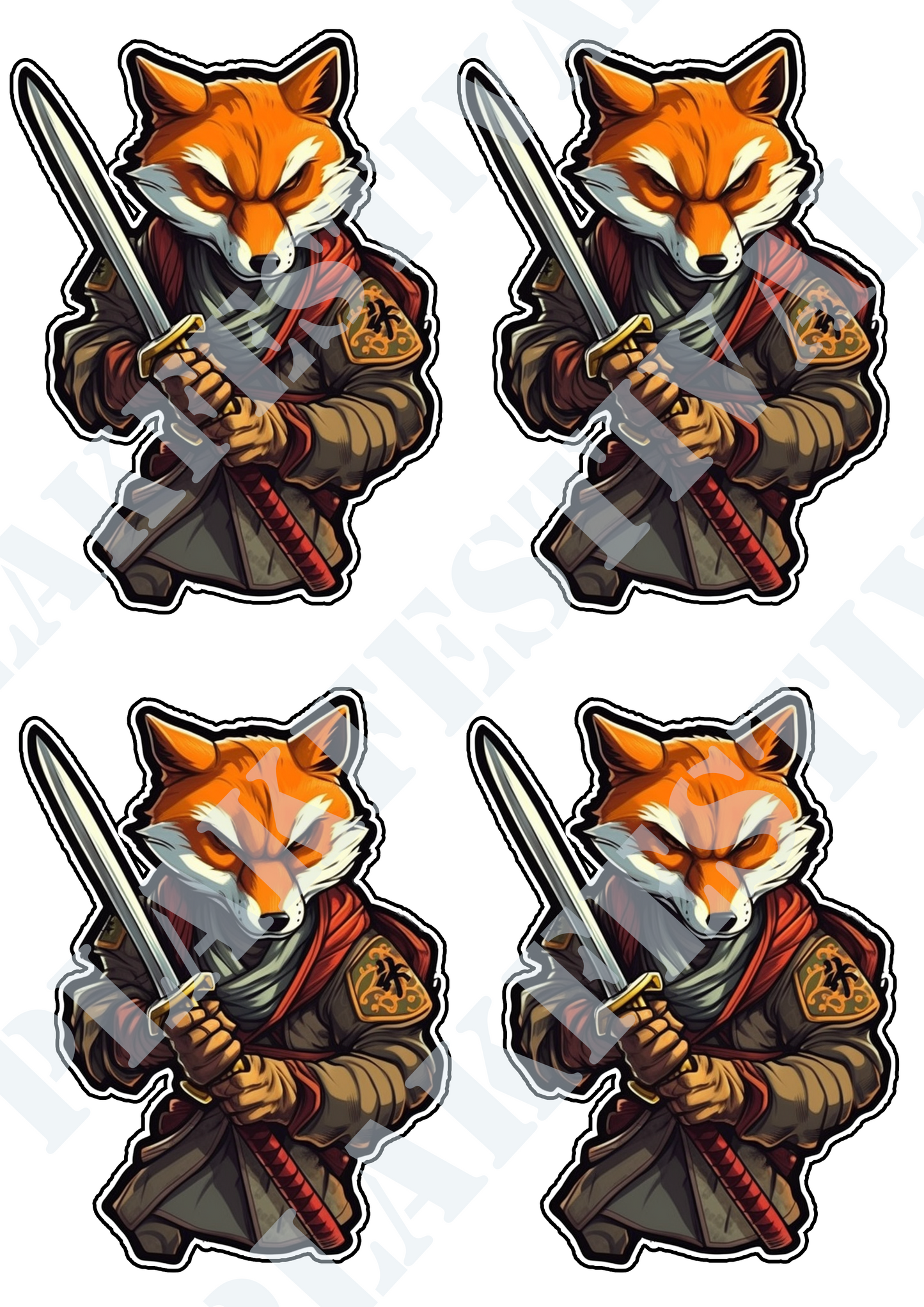 Betreed het strijdtoneel met onze 'Vixen Katana' sticker | Een onverschrokken vos gewapend met een katana!