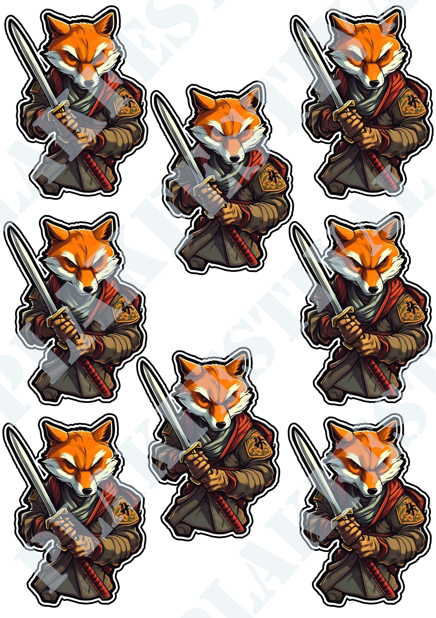 Betreed het strijdtoneel met onze 'Vixen Katana' sticker | Een onverschrokken vos gewapend met een katana!