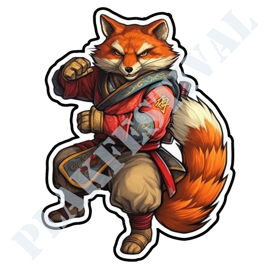 Honor the spirit of the samurai with our 'Samurai Vixen' sticker | A fearless fox in stylish samurai gear!