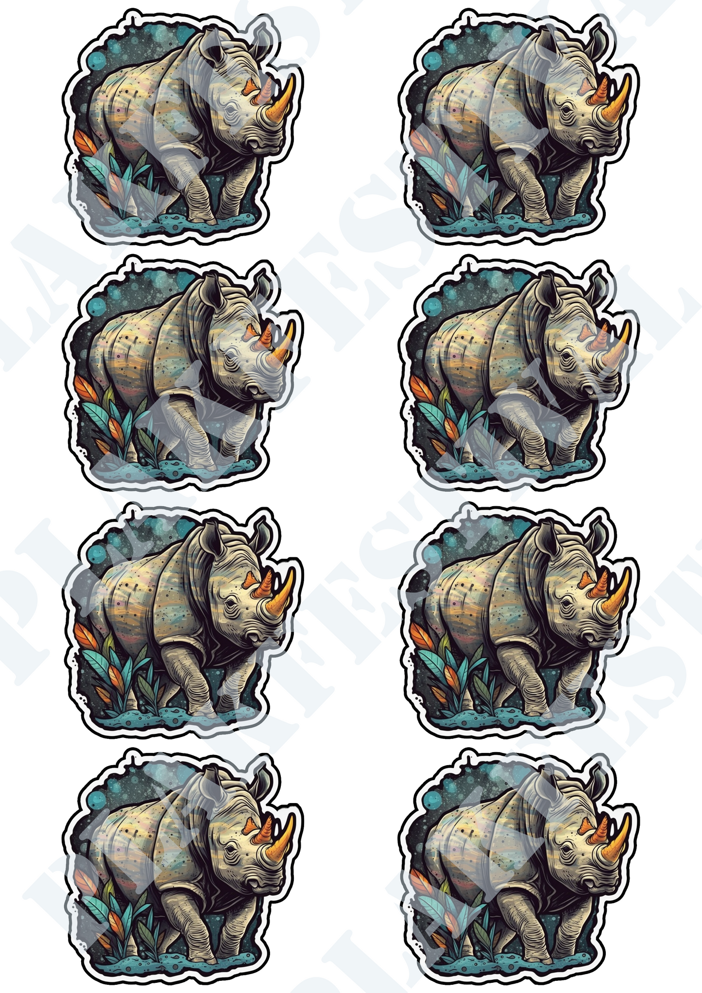 Betreed het betoverende nachtleven met onze 'Nightfall Rhino' sticker | Een majestueuze neushoorn in de schitterende nacht!