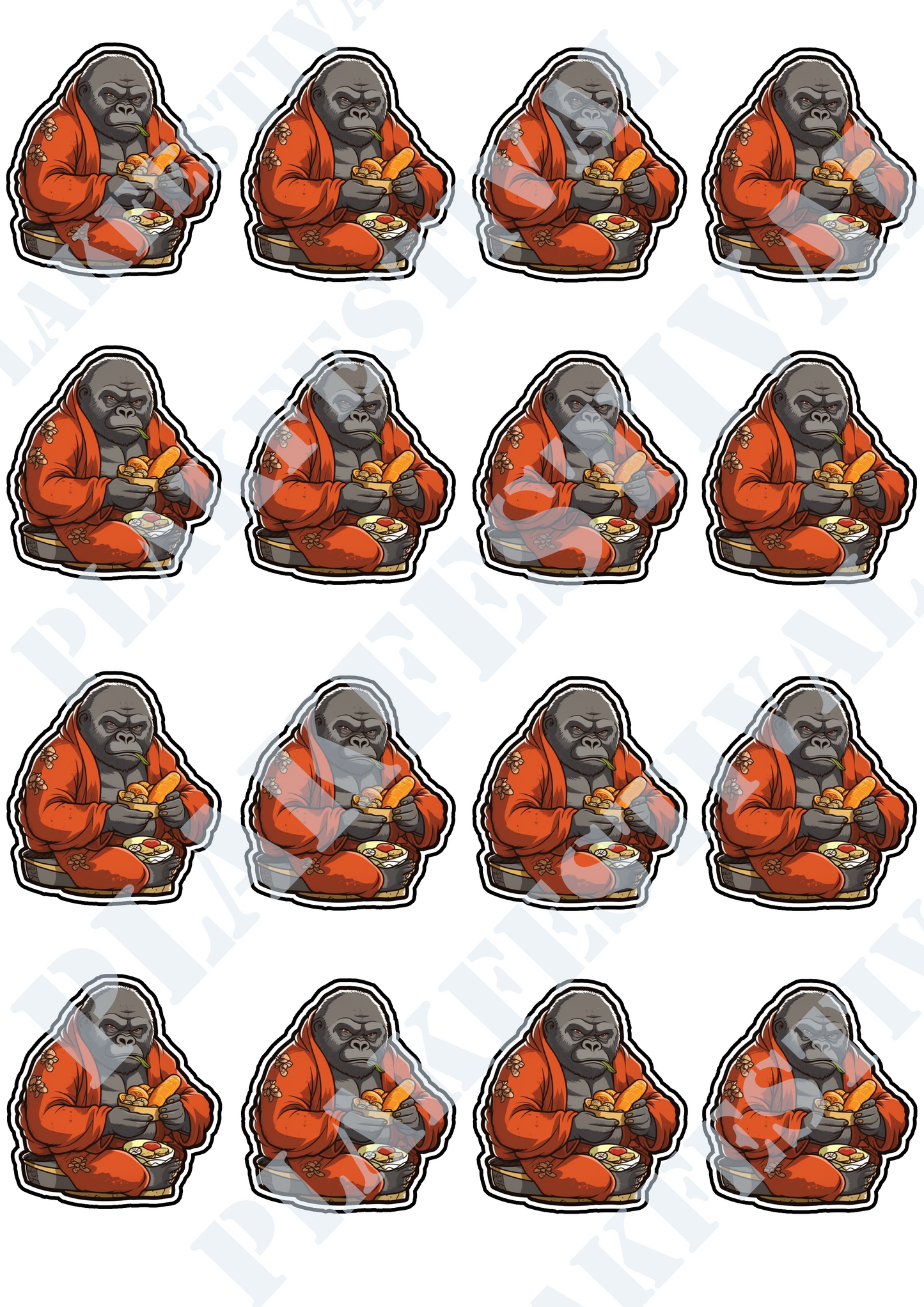 Enrich your life with our 'Gorilla Feast' sticker | A powerful gorilla ready to enjoy its meal! 