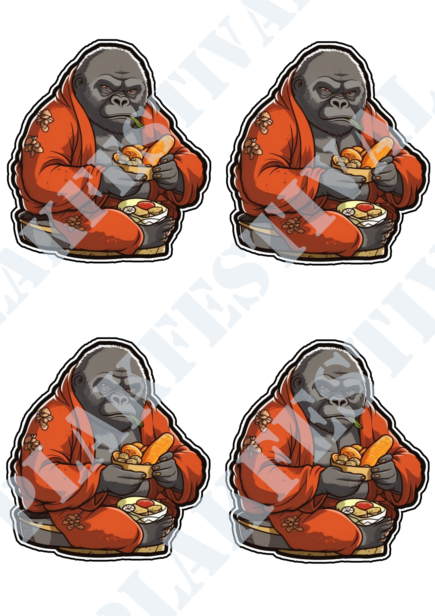 Enrich your life with our 'Gorilla Feast' sticker | A powerful gorilla ready to enjoy its meal! 