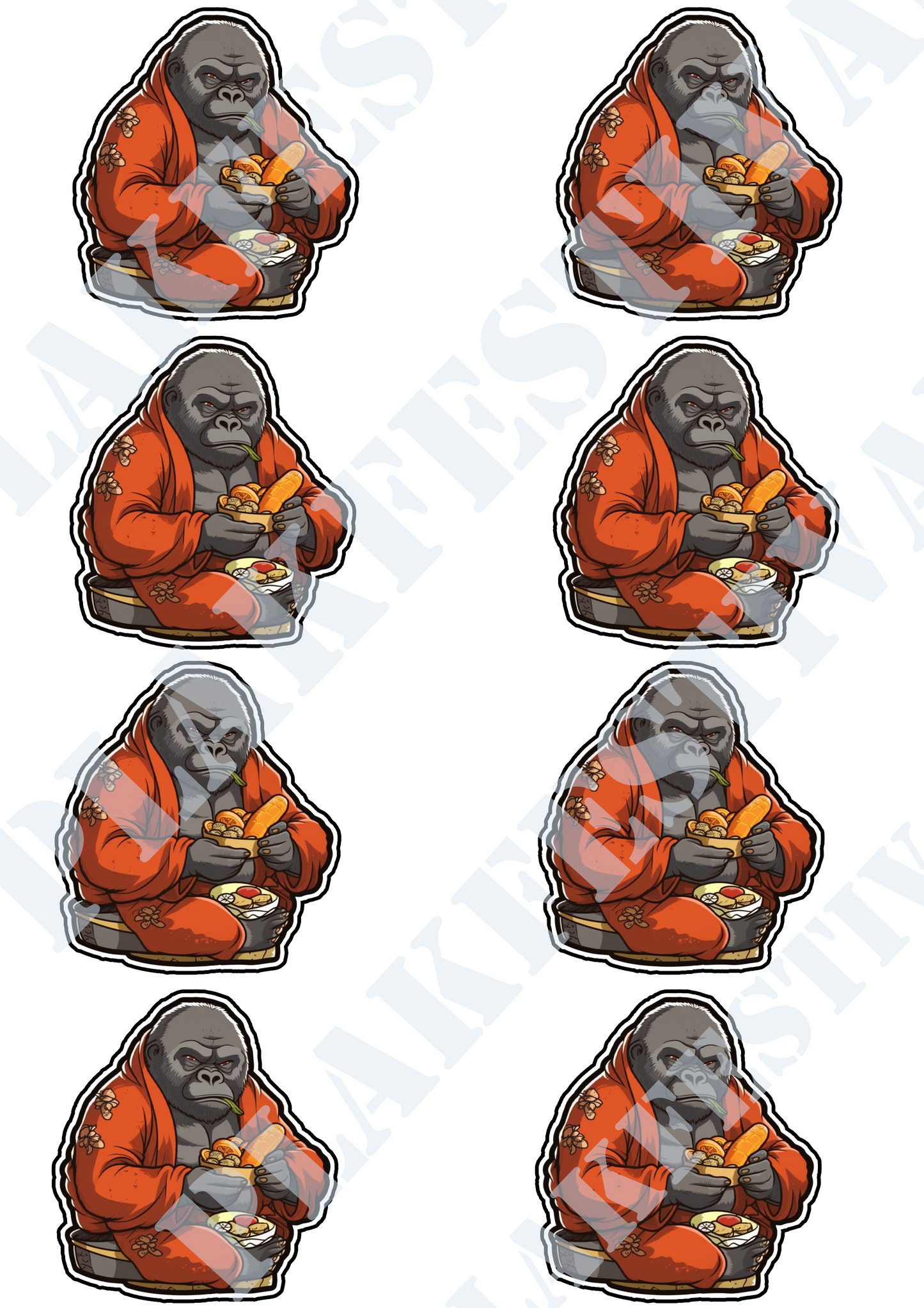 Enrich your life with our 'Gorilla Feast' sticker | A powerful gorilla ready to enjoy its meal! 