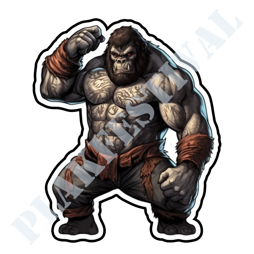 Laat je wildste kant zien met onze 'Streetfight Gorilla' sticker | Een krachtige mix van brutaliteit en urban style!