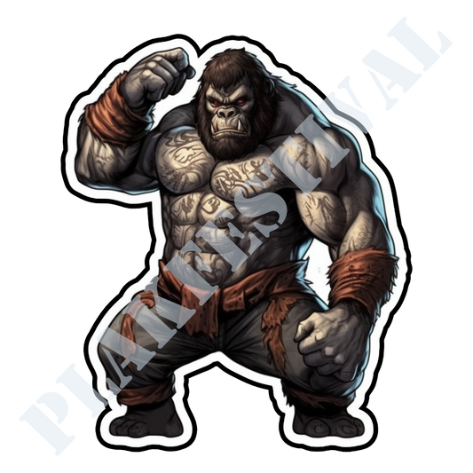 Laat je wildste kant zien met onze 'Streetfight Gorilla' sticker | Een krachtige mix van brutaliteit en urban style!