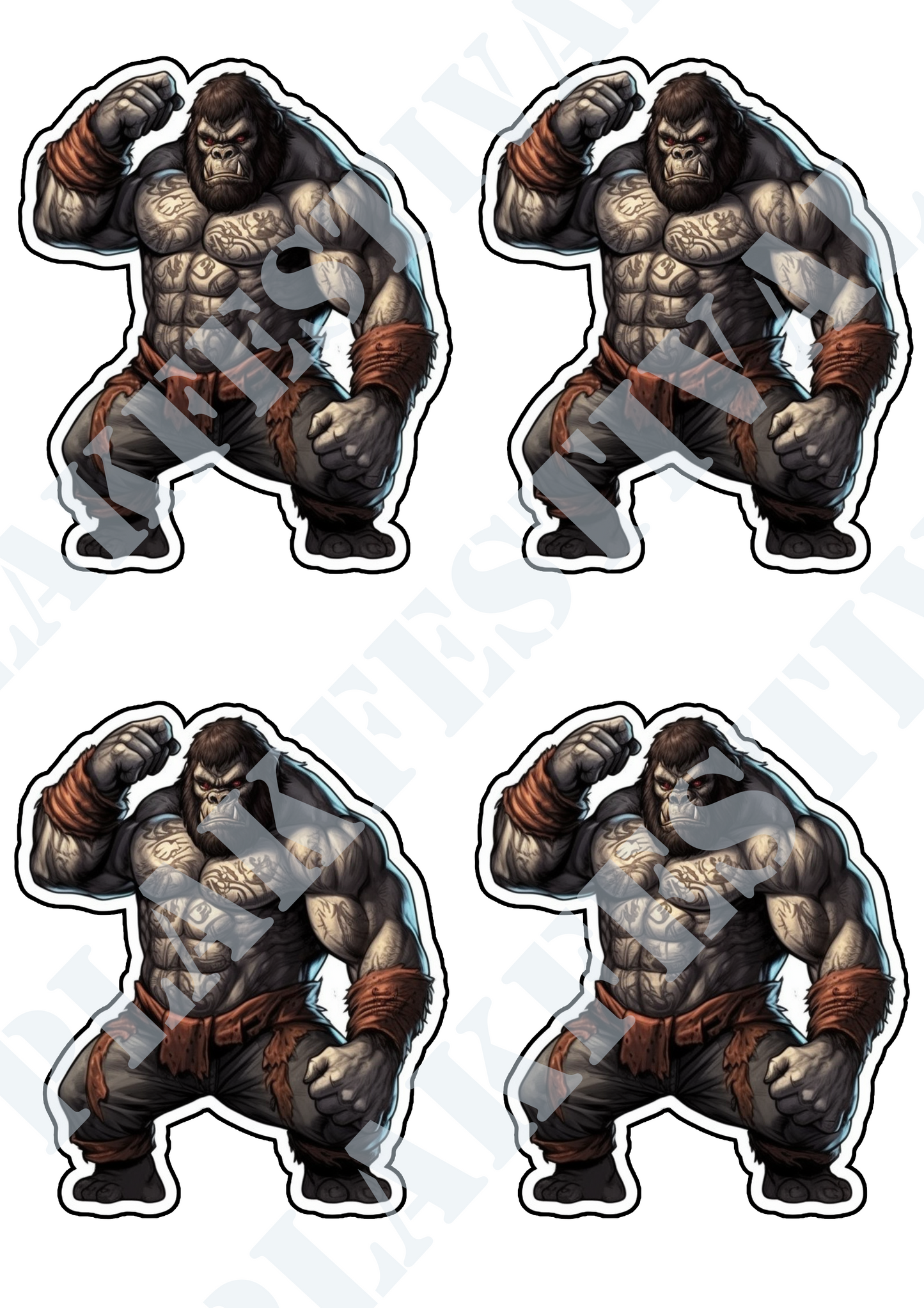 Laat je wildste kant zien met onze 'Streetfight Gorilla' sticker | Een krachtige mix van brutaliteit en urban style!