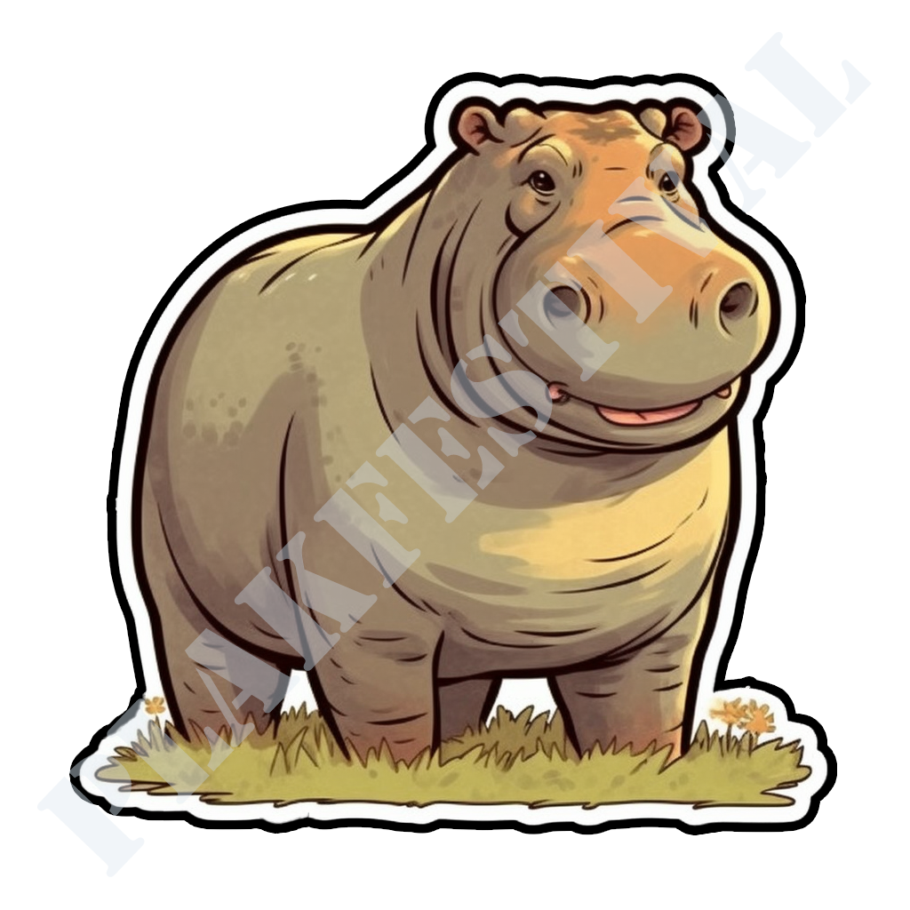 Embrace the power of nature with our 'Majestic Hippo' sticker | A tribute to the majestic beauty and indomitable strength of the hippopotamus!