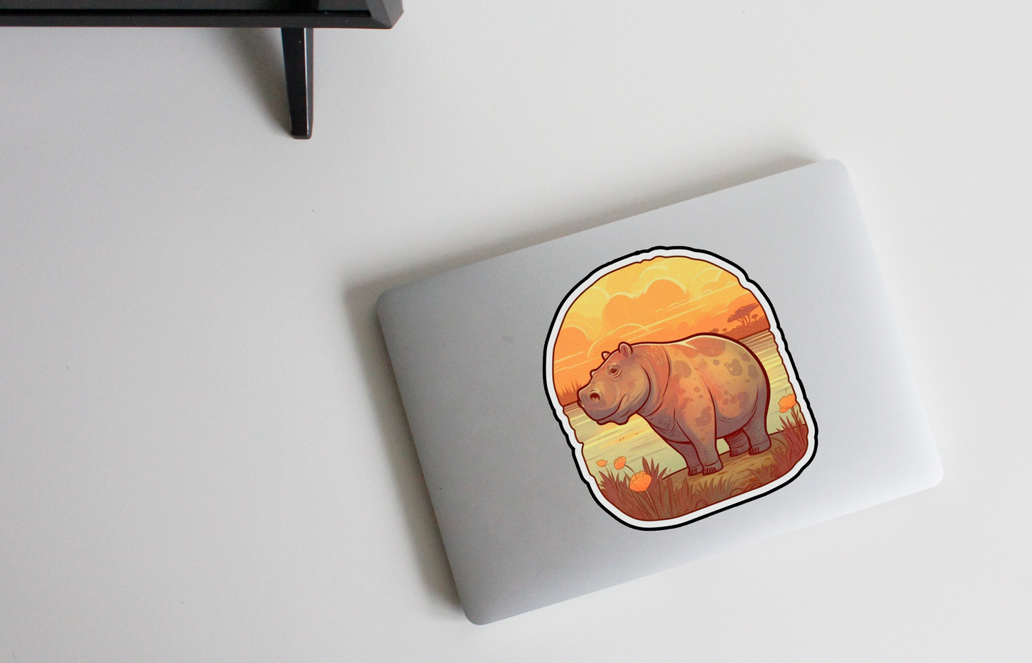 Dominate your environment with our 'Savannah Hippo' sticker | The perfect mix of wild grace and savannah beauty! 