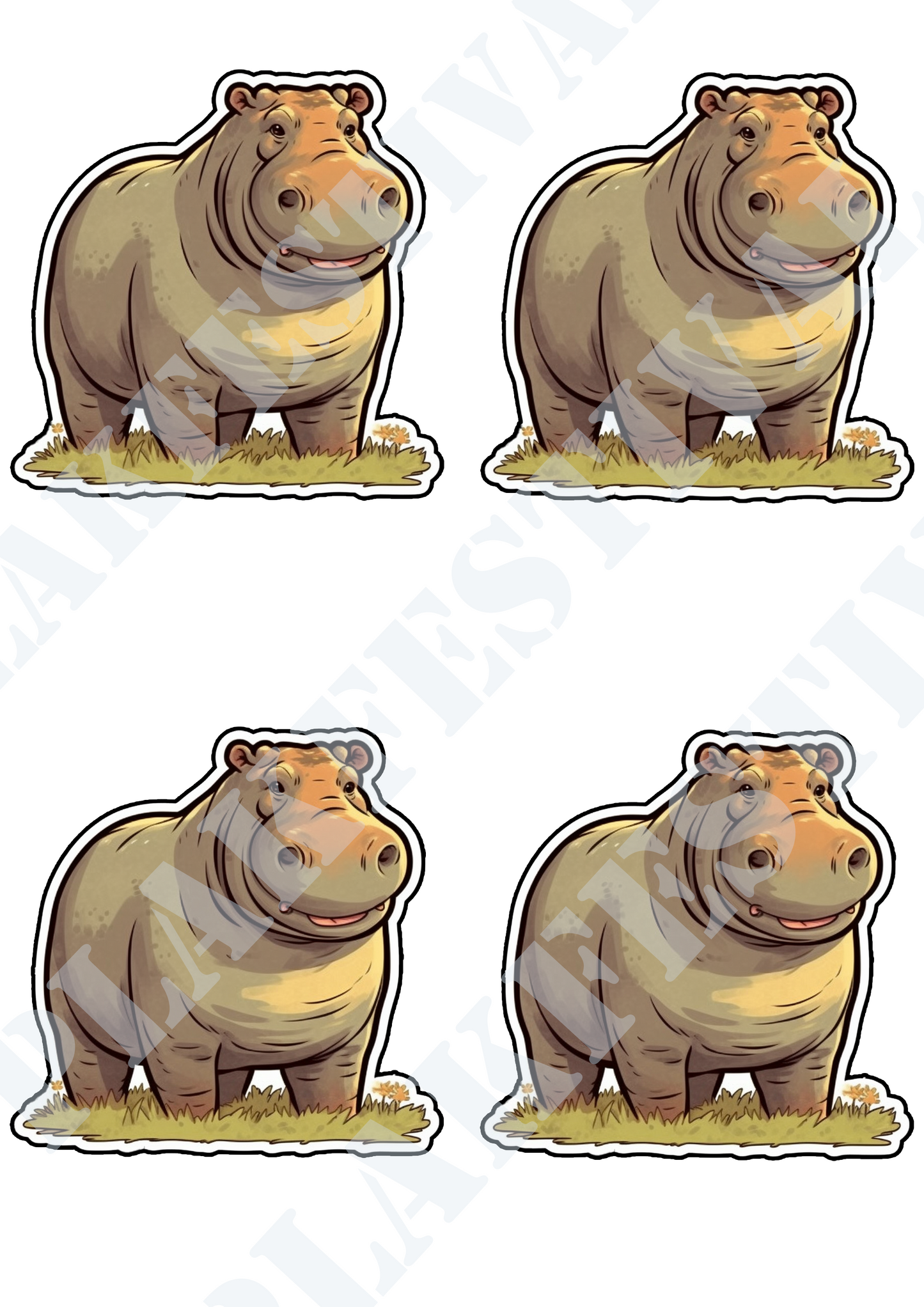 Embrace the power of nature with our 'Majestic Hippo' sticker | A tribute to the majestic beauty and indomitable strength of the hippopotamus!