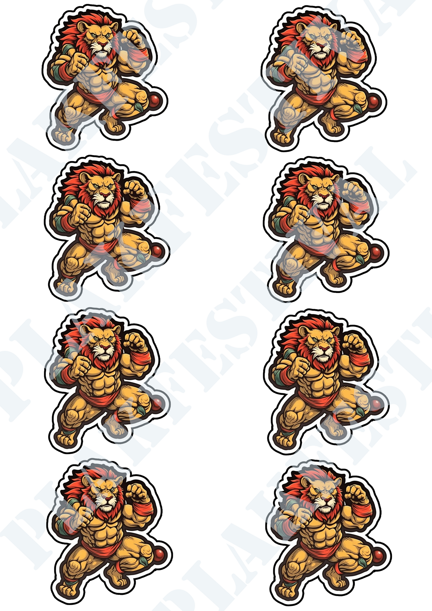 Ontketen je Kracht met onze 'Muay Thai Lion' Sticker | Een Vurige Leeuw in Meesterlijke Muay Thai Houding!