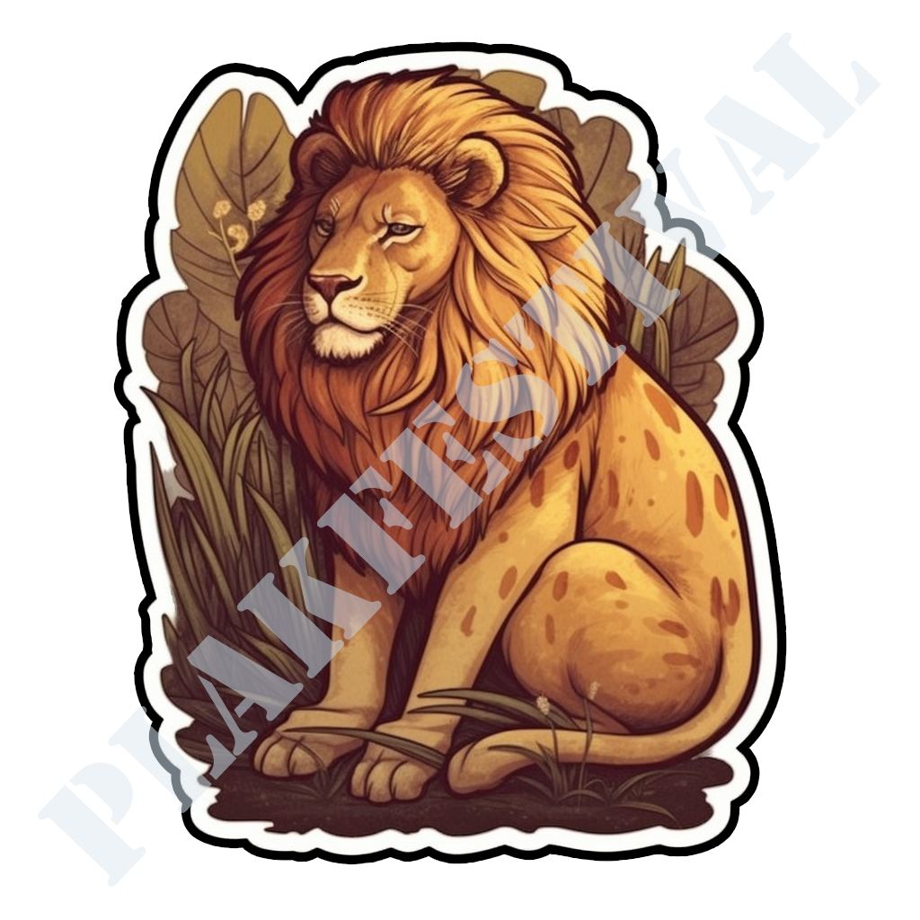 Ontdek de Wildernis met onze 'Jungle King' Sticker | Een Machtige Leeuw Heersend over de Jungle!