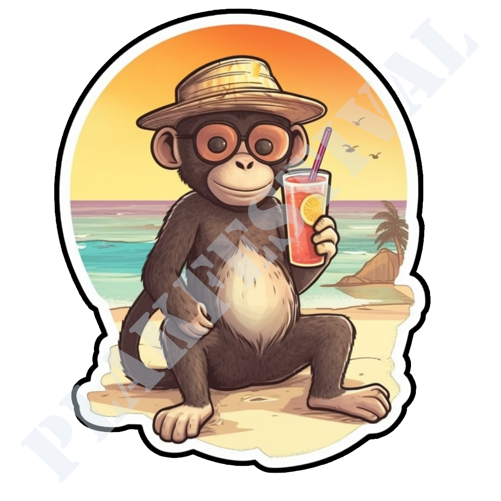 Turn on the summer vibes with our 'Tropical Breeze' sticker | The perfect mix of monkey-like fun and refreshing summer vibes!