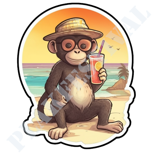 Turn on the summer vibes with our 'Tropical Breeze' sticker | The perfect mix of monkey-like fun and refreshing summer vibes!