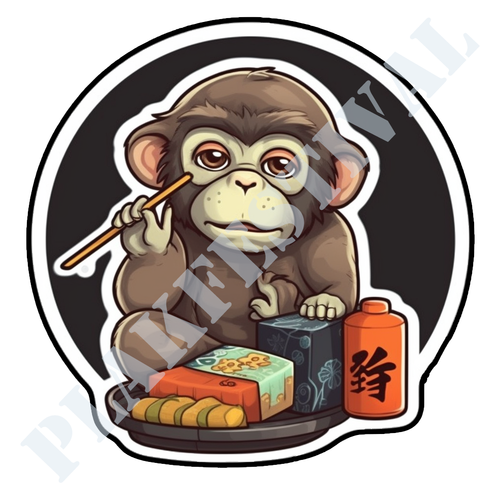 Ervaar de Smaakvolle Traditie met onze 'Sushi Master Monkey' Sticker | Een Aap op een Culinair Avontuur!